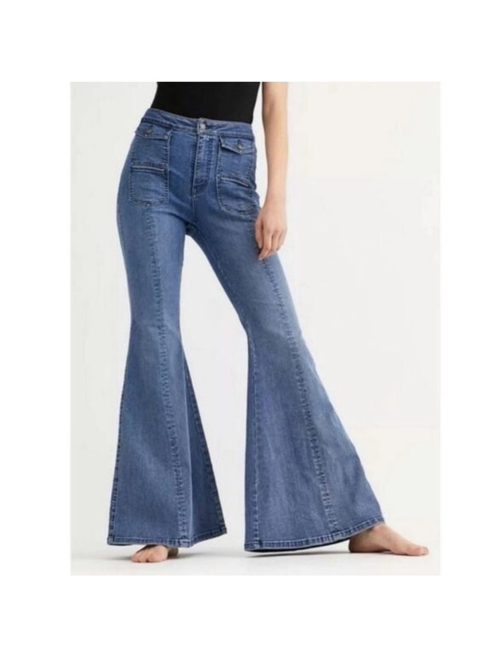 Free People Dark Blue Flare Jeans